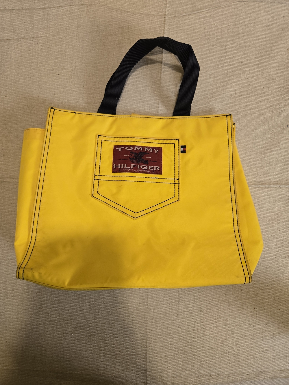 Vintage Tommy Hilfiger Yellow Tote Bag 10in Tall
